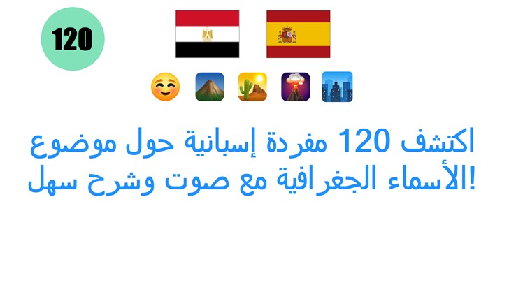 اكتشف 120 مفردة إسبانية حول موضوع الأسماء الجغرافية مع صوت وشرح سهل!